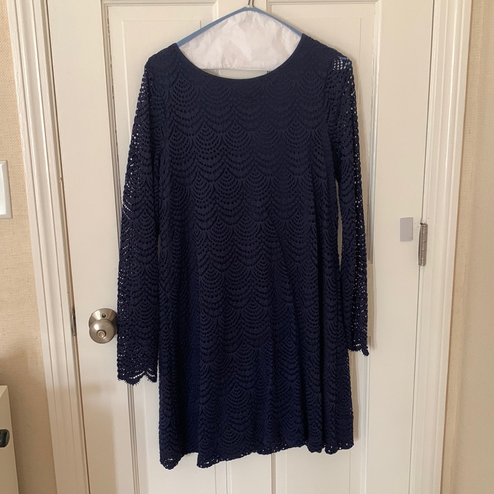 Lilly Pulitzer navy eyelet cocktail dress